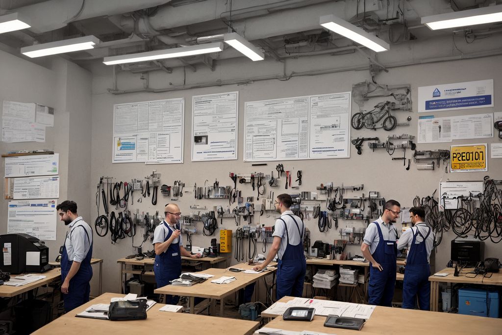 אנשים עובדים במוסך עמוס מאוד